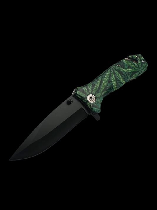 Cannabis Design Folding Knife