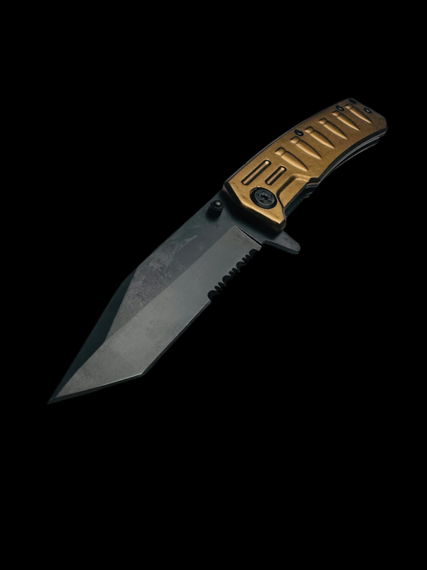 Black Tan Handle Folding Knife