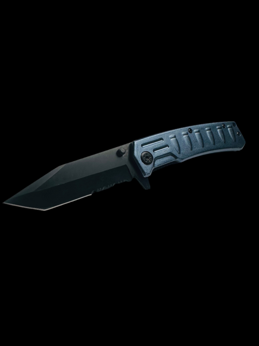 Black Folding Knife Blue Handlle