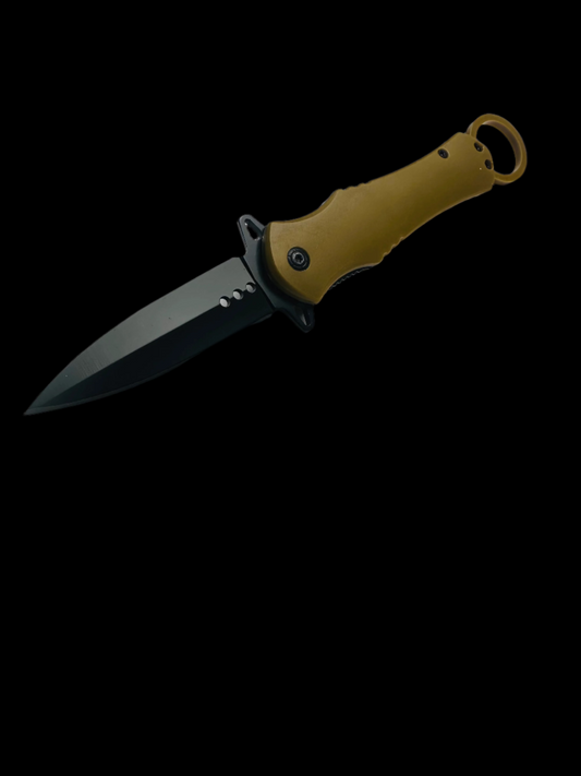 Tan Folding Knife with Clip